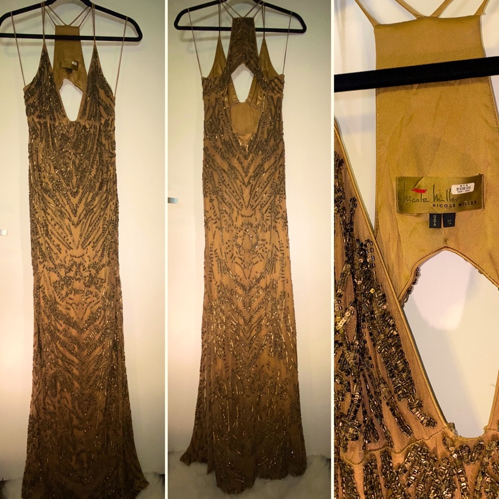 Beaded & Sequin Evening Dress  | Nicole Miller